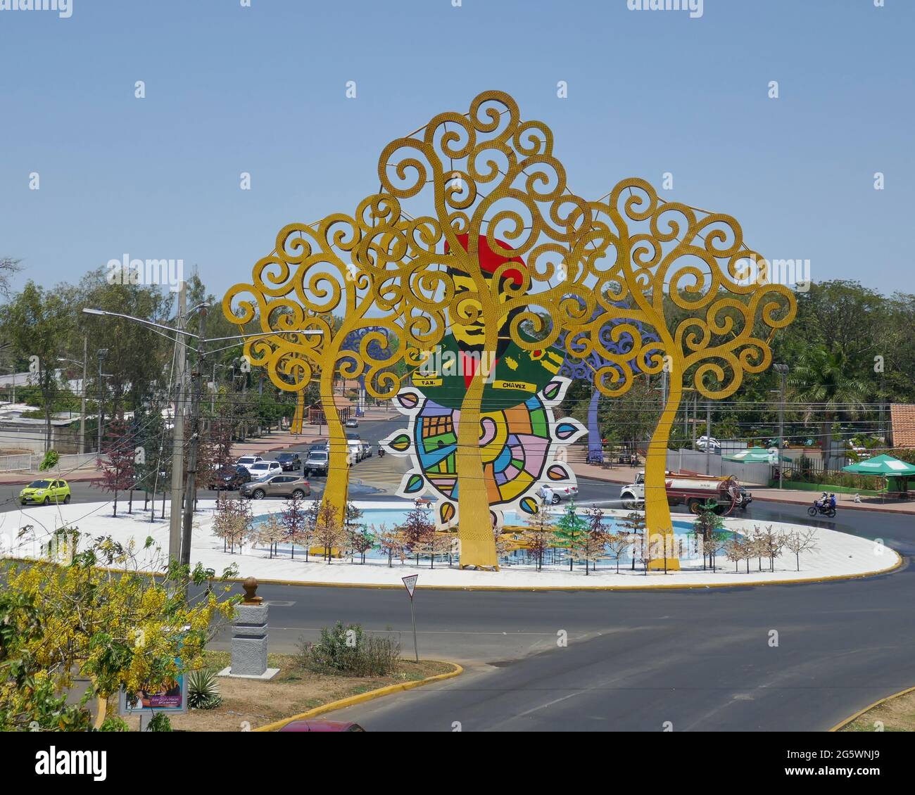 Trees of Life  public art installation in Managua, Nicaragua, on  Hugo Chávez Roundabout Stock Photo