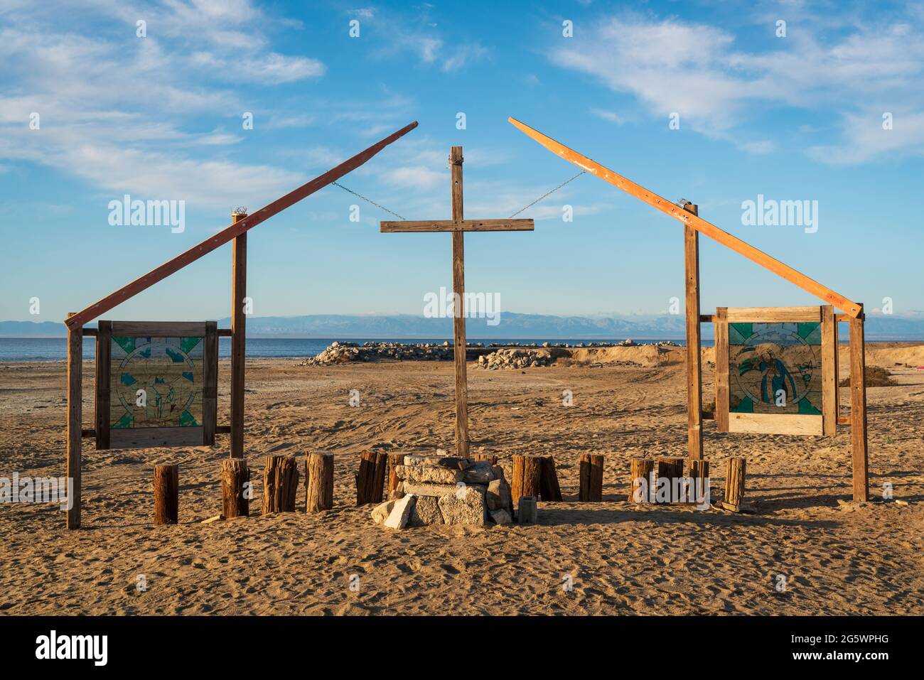 Outdoor Church at Bombay Beach in the Salton Sea Stock Photo