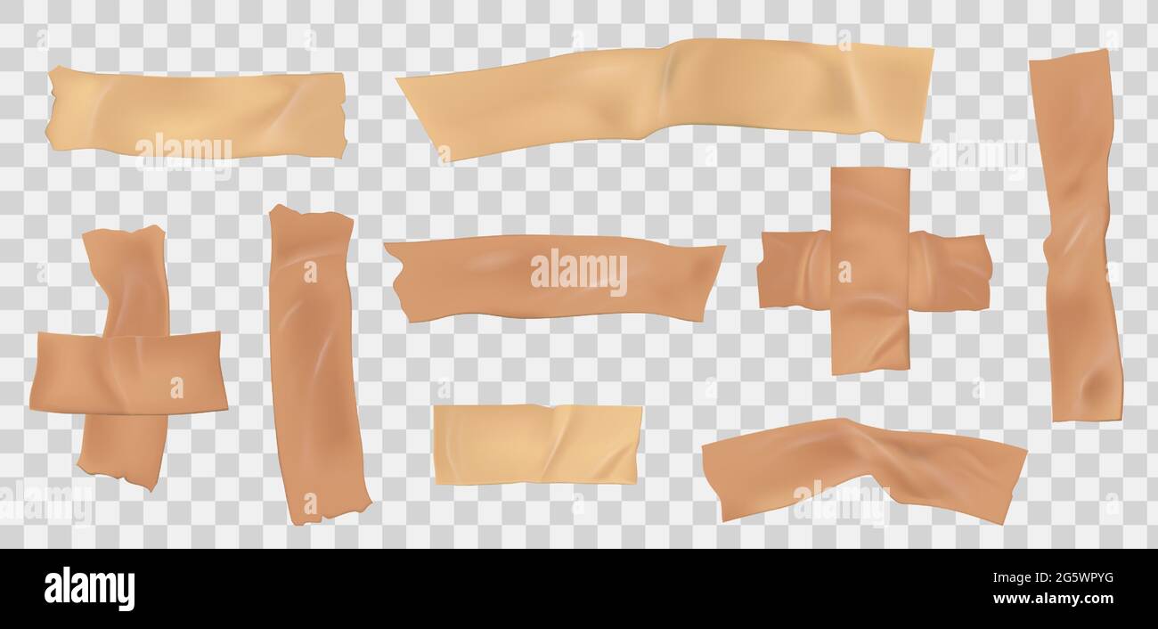 Paper adhesive tape. Masking scotch pieces with torn edge. Realistic