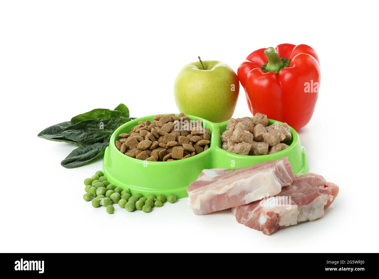 Concept of organic pet food isolated on white background Stock Photo