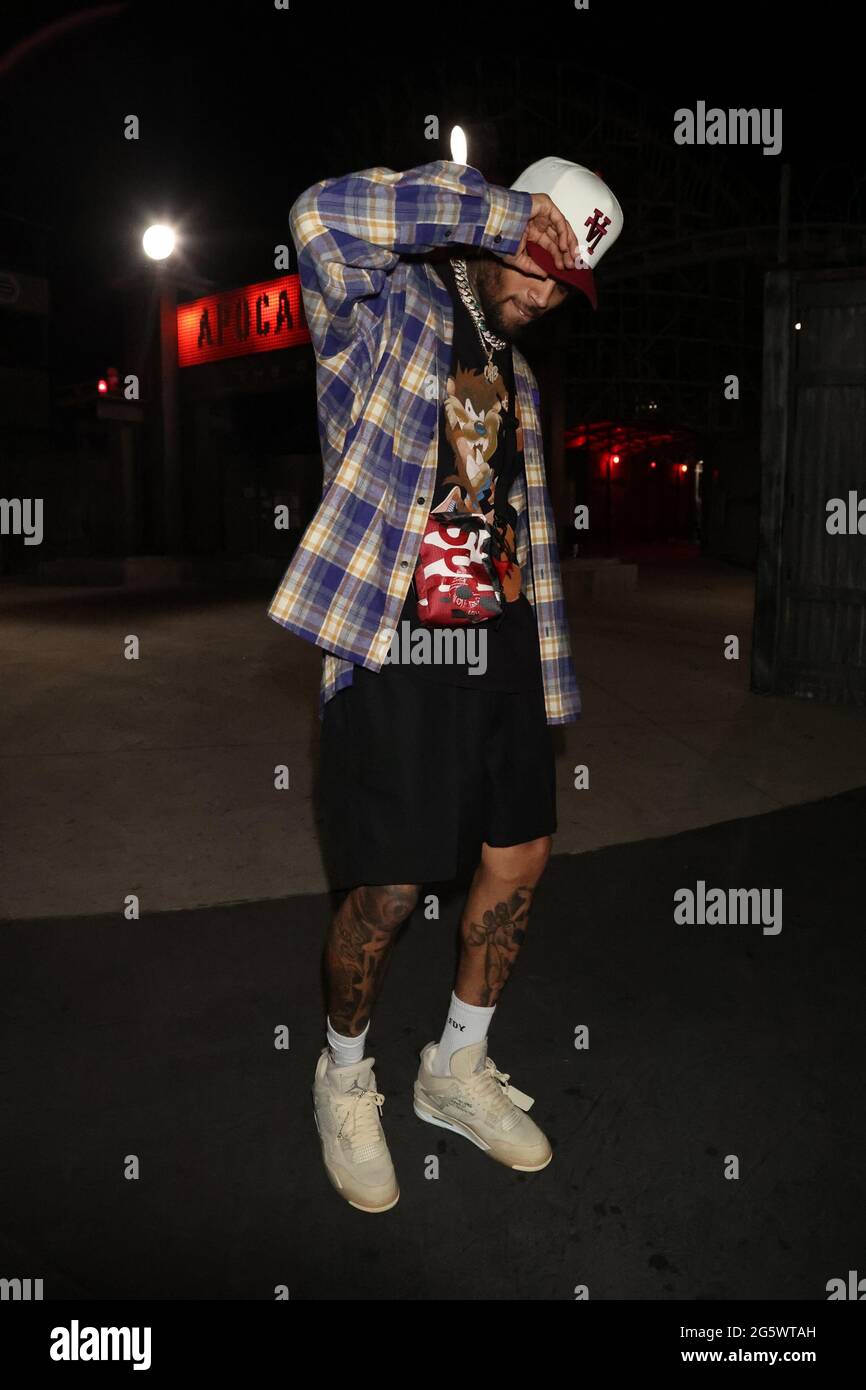 Valencia, Ca. 29th June, 2021. Chris Brown at Space Jam: A New Legacy Party In The Park After Dark at Six Flags Magic Mountain in Valencia, California on June 29, 2021. Credit: Walik Goshorn/Media Punch/Alamy Live News Stock Photo