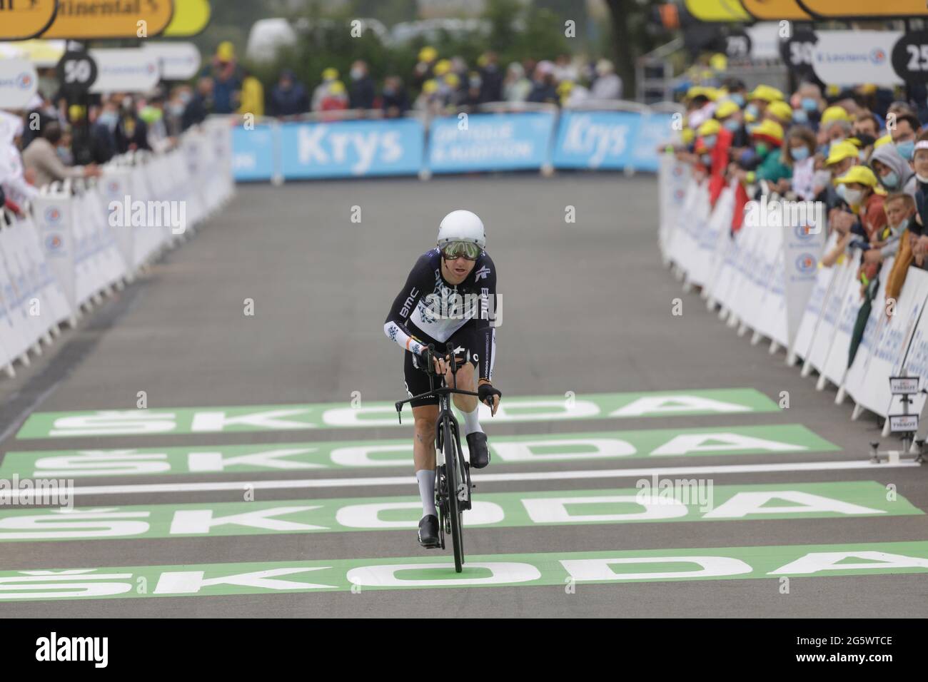 Laval, France. 30 June 2021. Simon Clarke at the arrival of the stage 5 time trial of the Tour de France 2021 cycle race in Laval, France. Julian Elliott News Photography Stock Photo