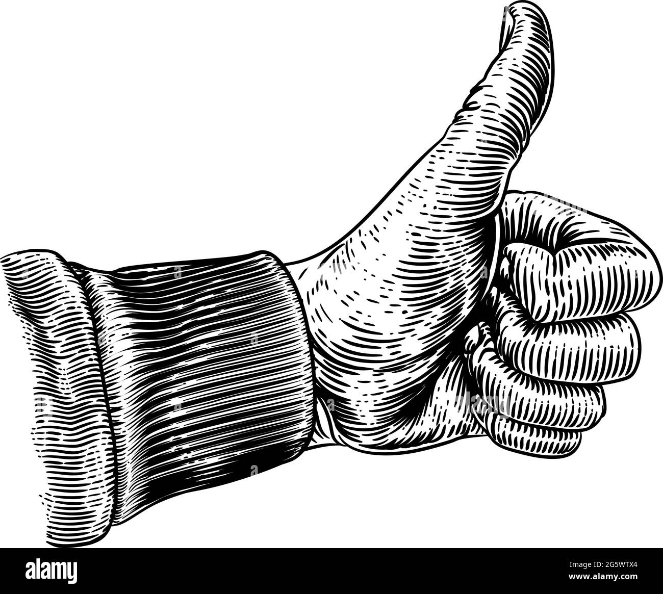 Thumb Up Sign Hand Retro Vintage Woodcut Stock Vector