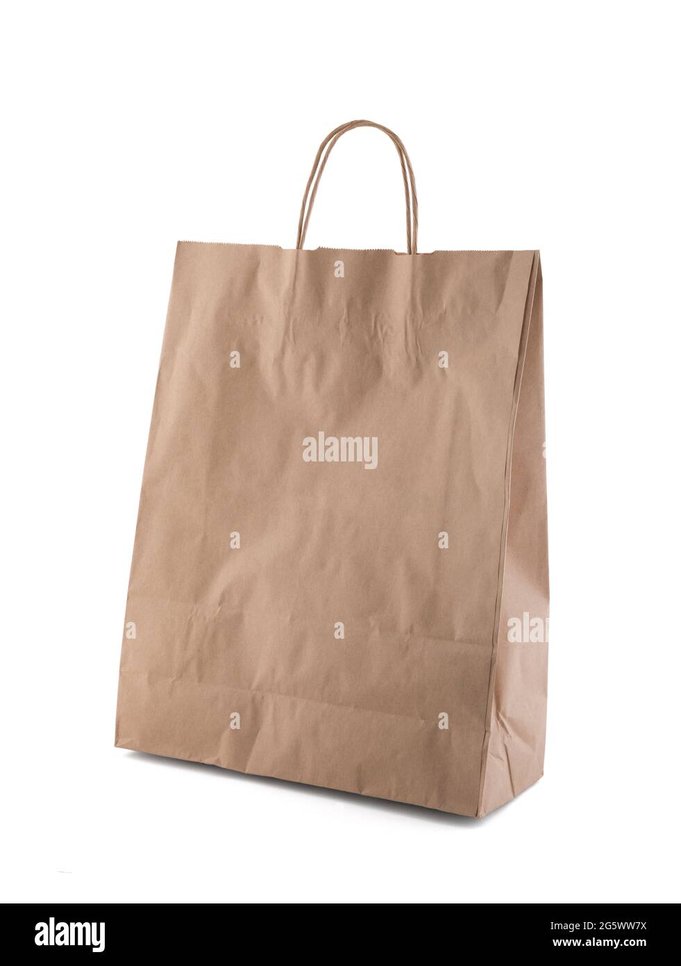 Shopping recycled brown paper bag isolated on white background with clipping path Stock Photo