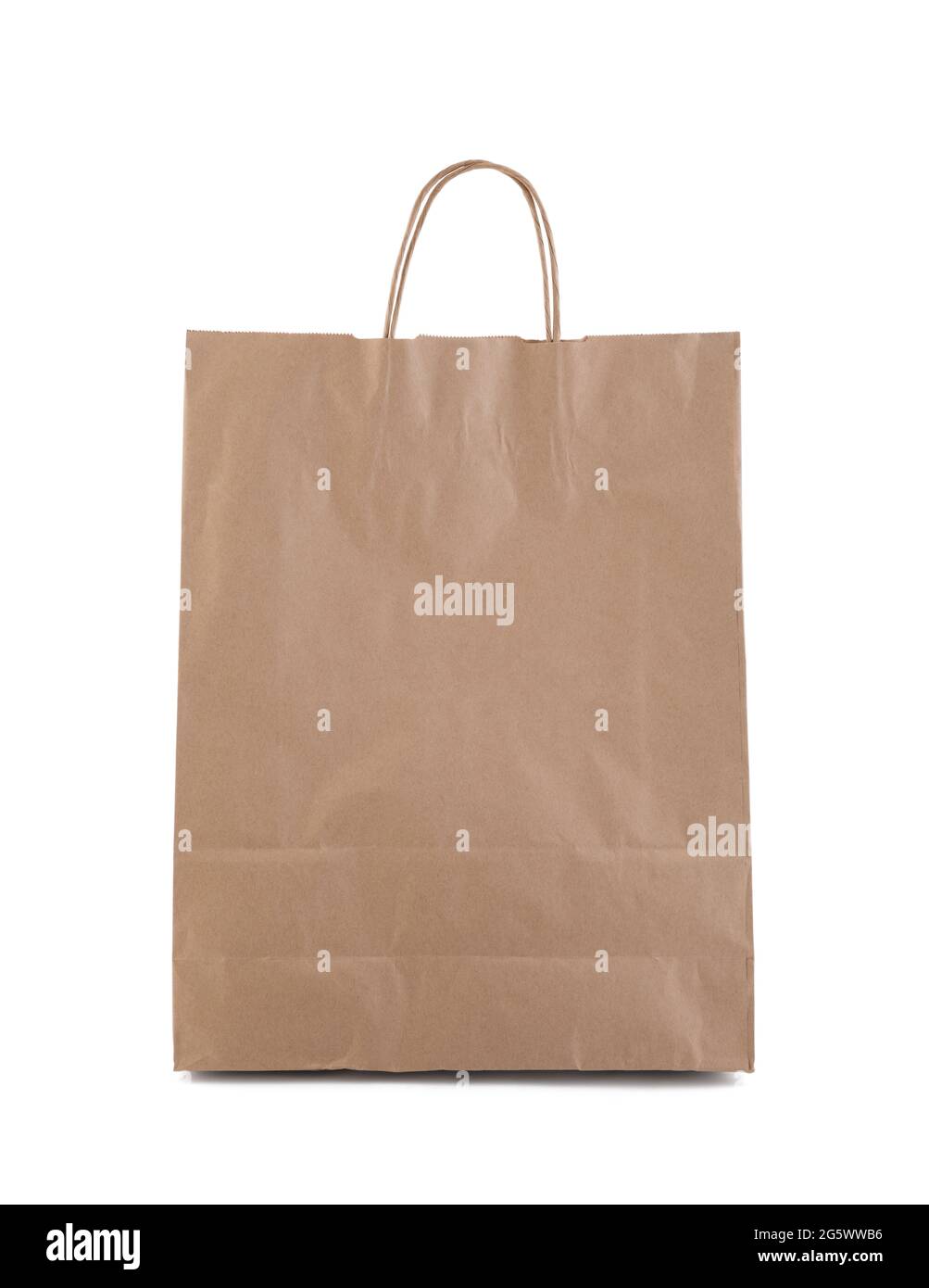 Shopping recycled brown paper bag isolated on white background with clipping path Stock Photo