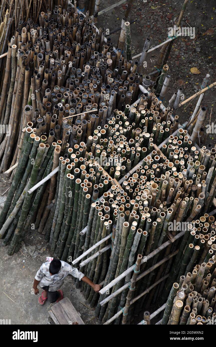 Bamboo sticks are seen on a Bamboo market in Bangladesh, on 30 June 2021 Stock Photo Alamy