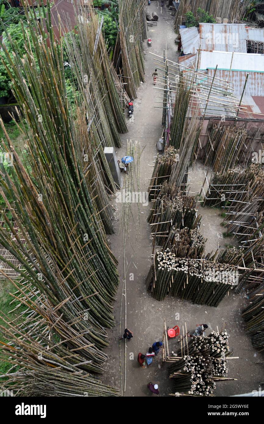 Bamboo sticks are seen on a Bamboo market in Bangladesh, on 30 June 2021 Stock Photo Alamy