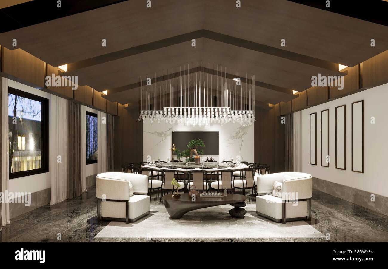 3d render of home living and dining room Stock Photo - Alamy
