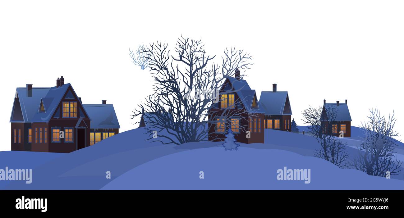 Suburban houses covered in snow Stock Vector Images - Alamy