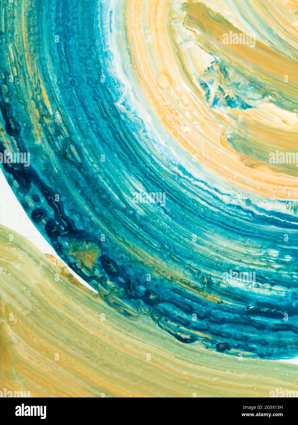 Blue and yellow brush stroke creative abstract hand painted background ...