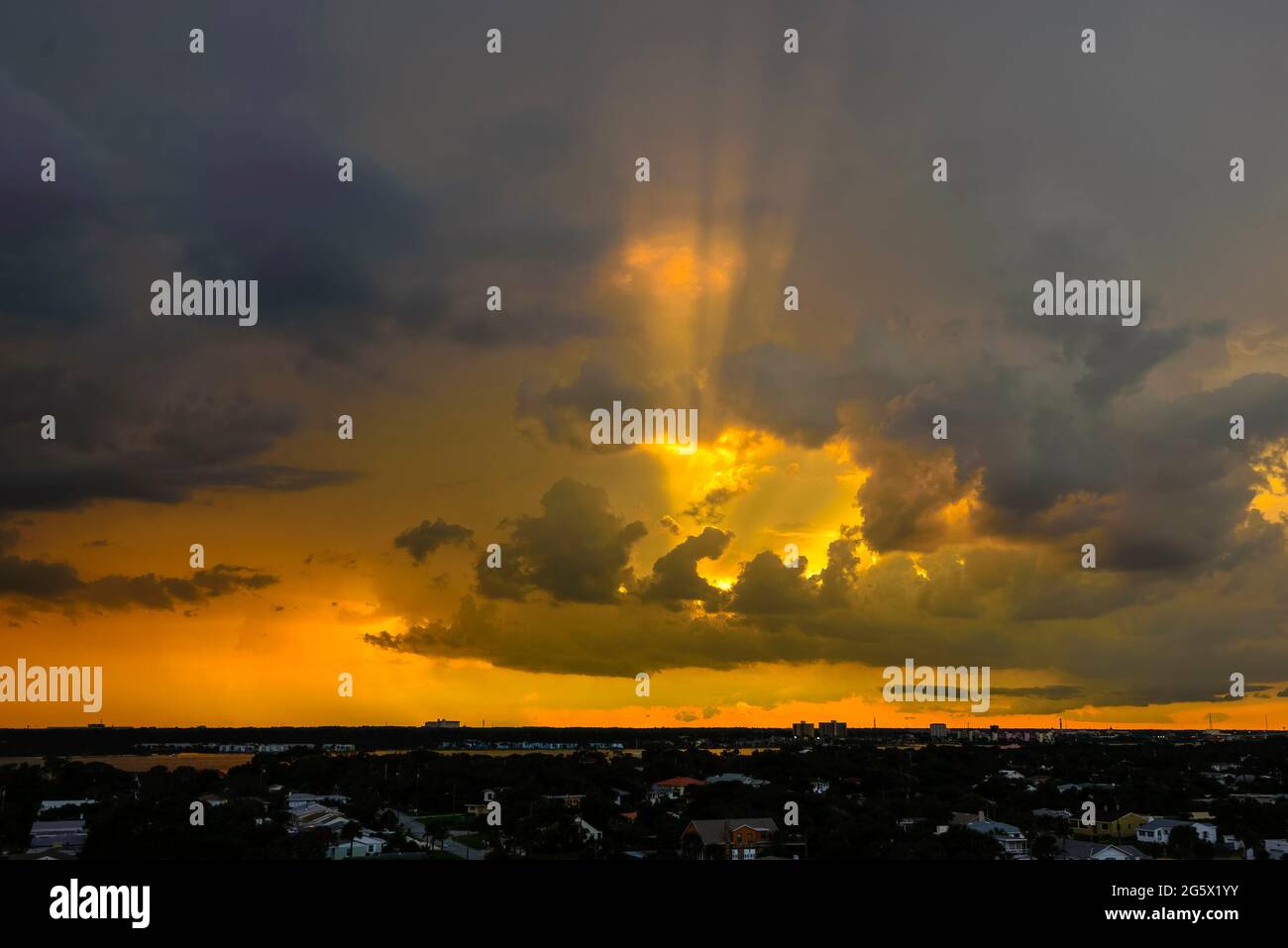 Golden Sunset at Daytona Beach Shores Stock Photo