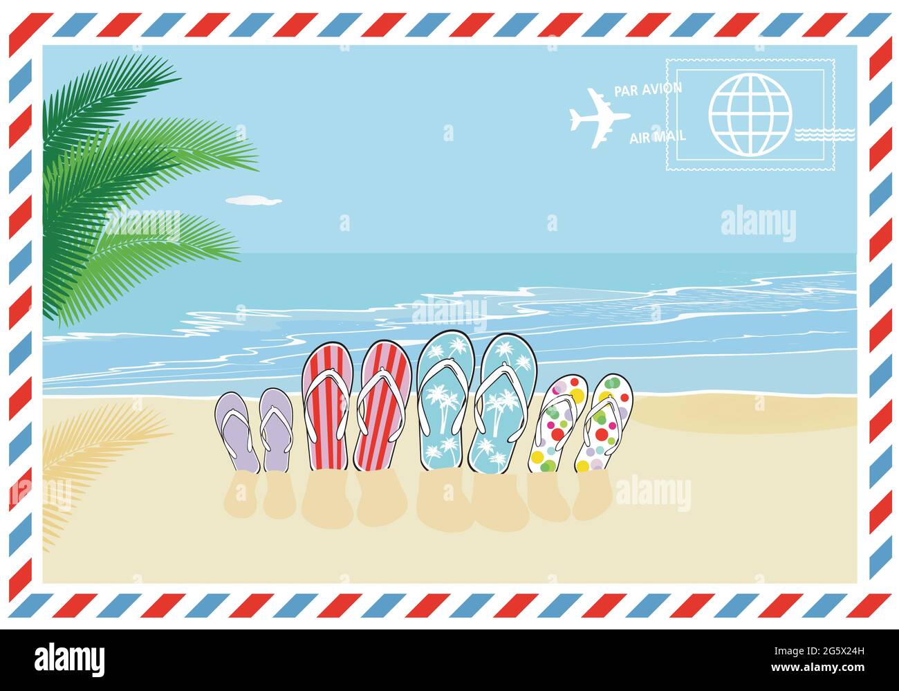 Vacation and travel, greetings from the family Stock Vector