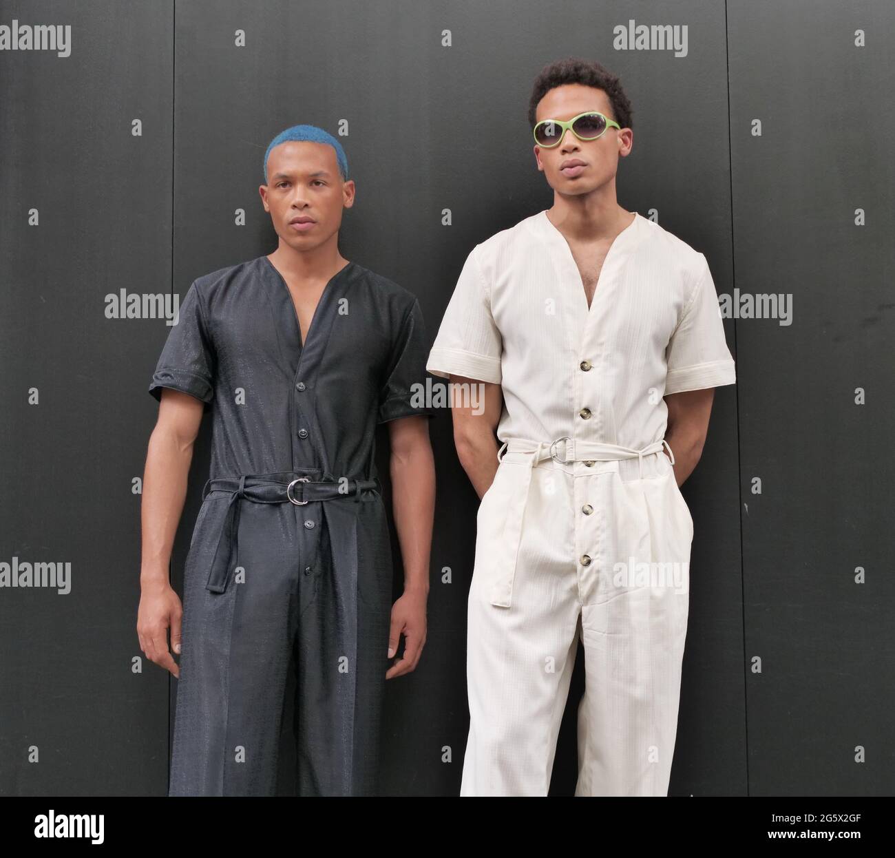 Models street style outfits after Dolce & Gabbana fashion show during MFW  2021 man collections Stock Photo - Alamy