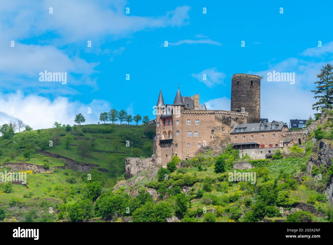 14th century Katz Castle, St. Goarshausen, Upper Middle Rhine Valley, UNESCO World Heritage Region, Rhineland-Palatinate, Germany Stock Photo