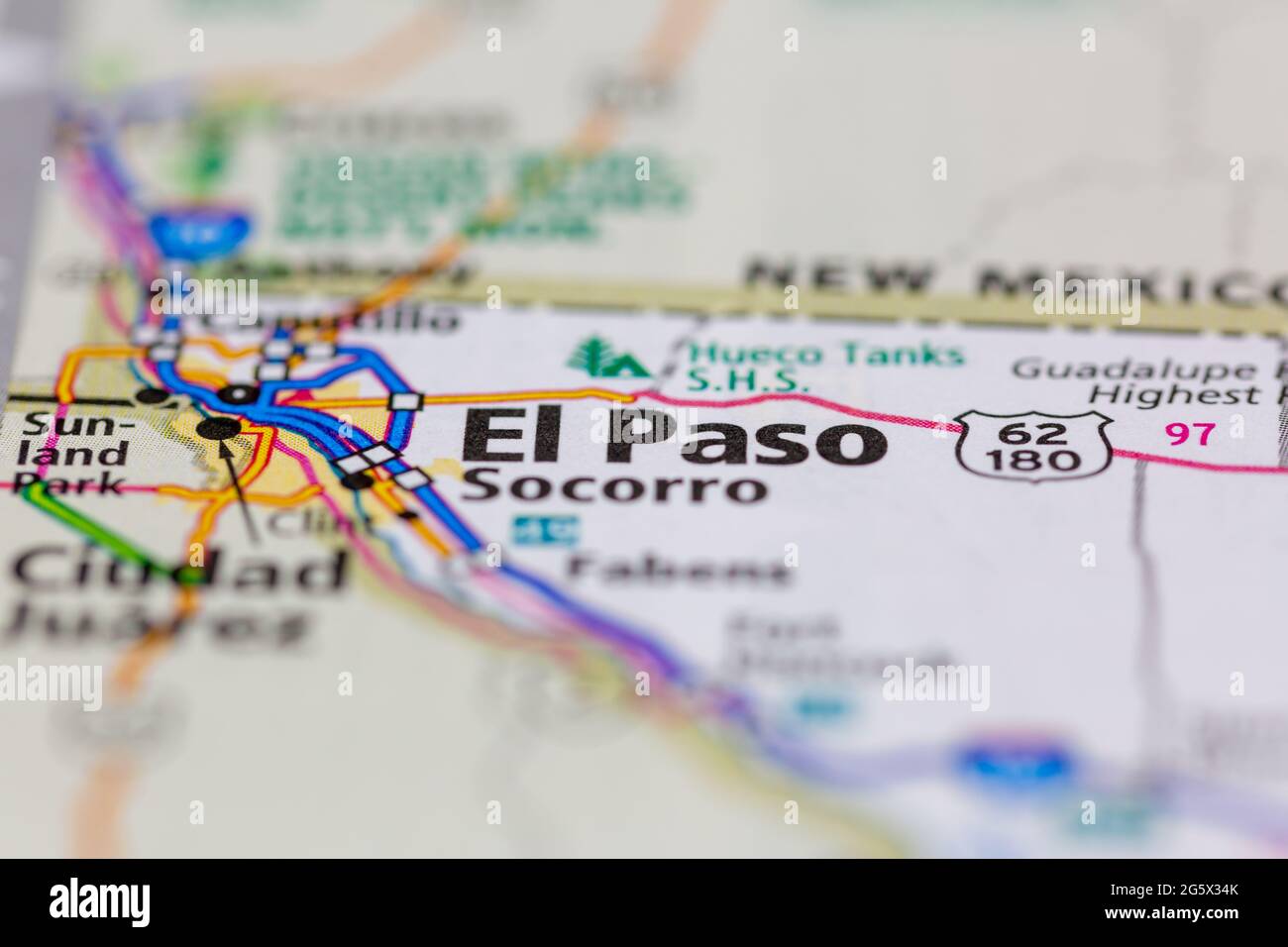 El Paso Texas USA shown on a Geography map or Road map Stock Photo