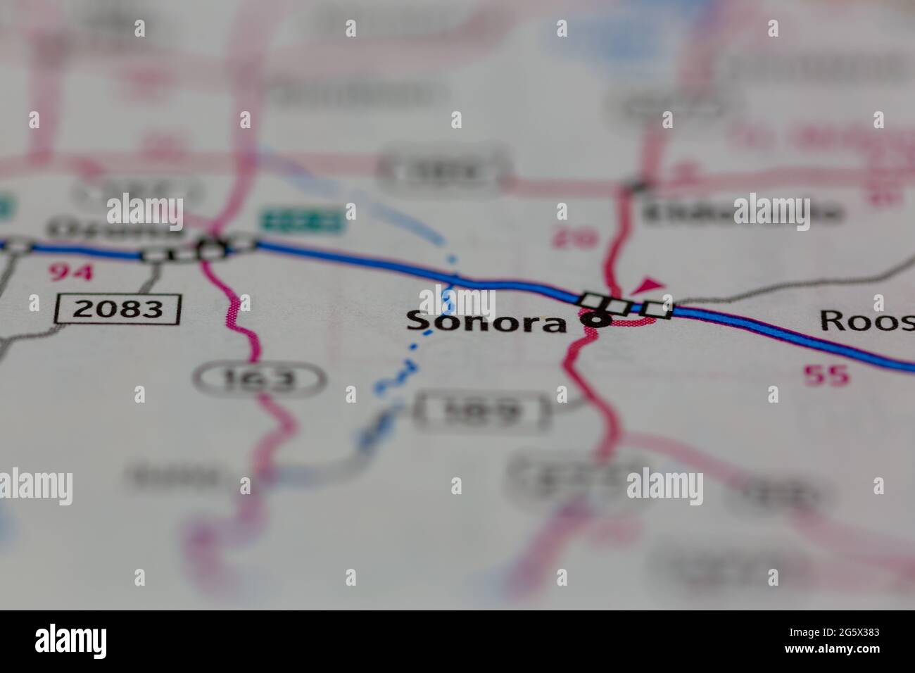Sonora Texas USA shown on a Geography map or Road map Stock Photo - Alamy
