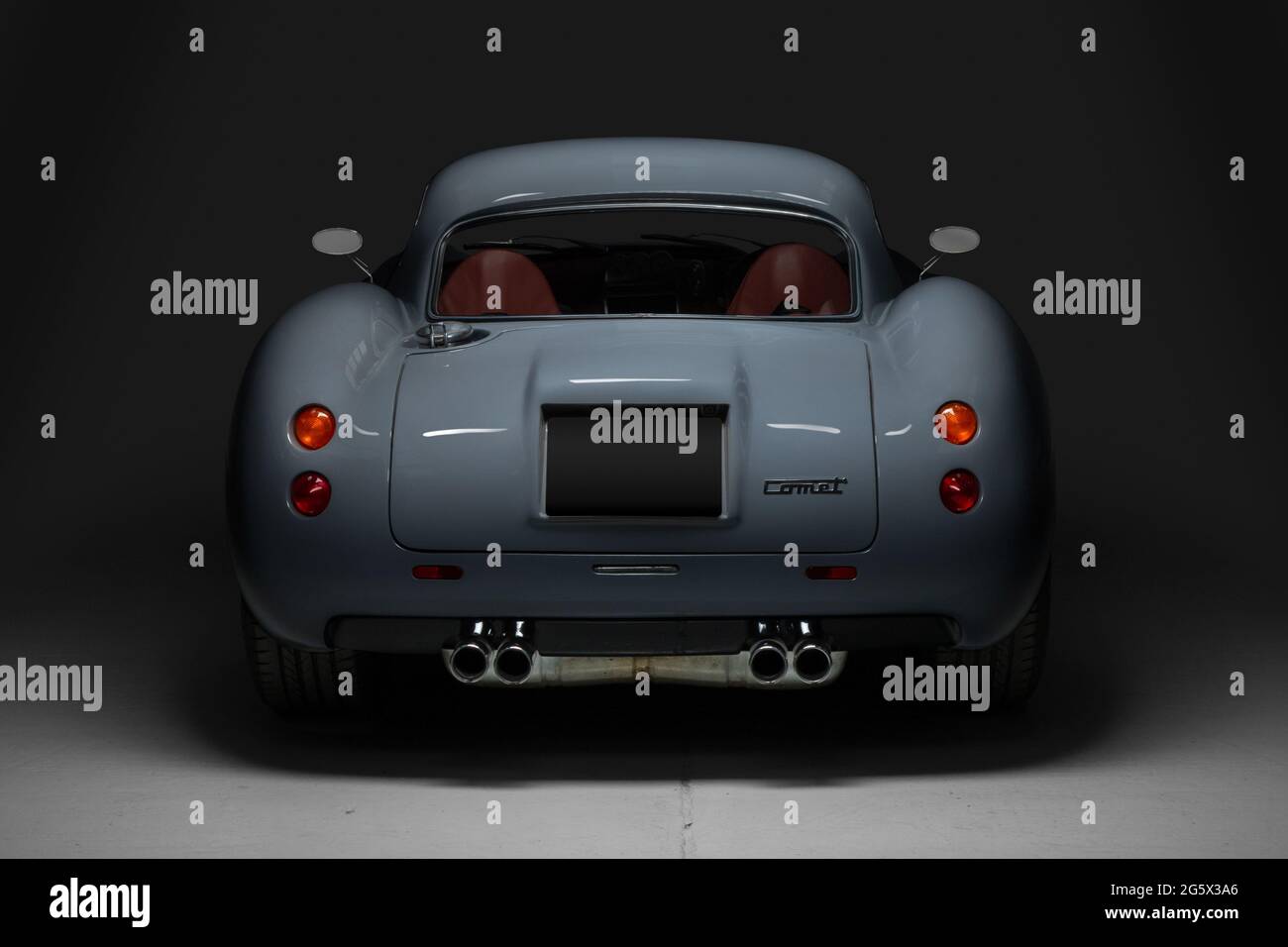 Rear view of a grey 2018 Dowsetts Comet 6.2 V8 sports car - Stock Image