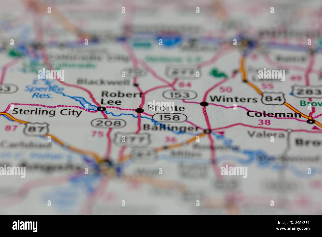 Bronte Texas USA shown on a Geography map or Road map Stock Photo Alamy