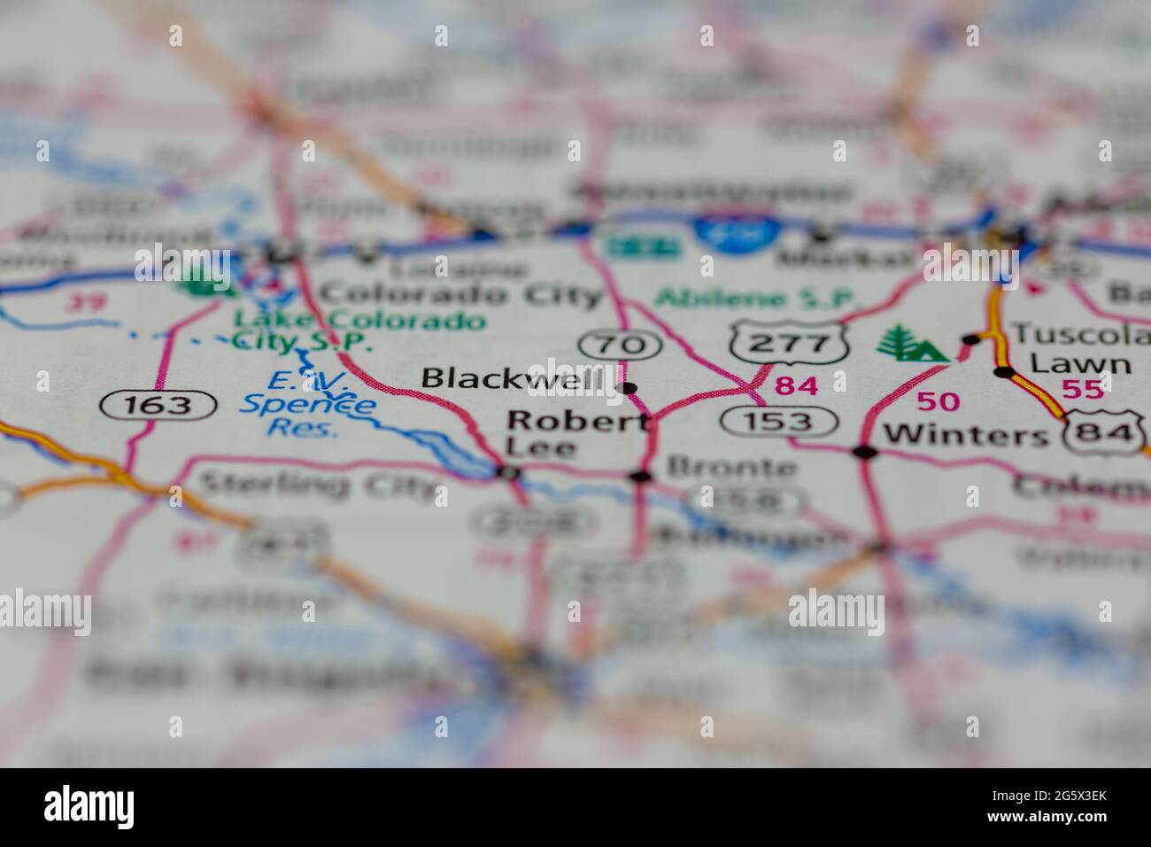 Blackwell Texas USA shown on a Geography map or Road map Stock Photo