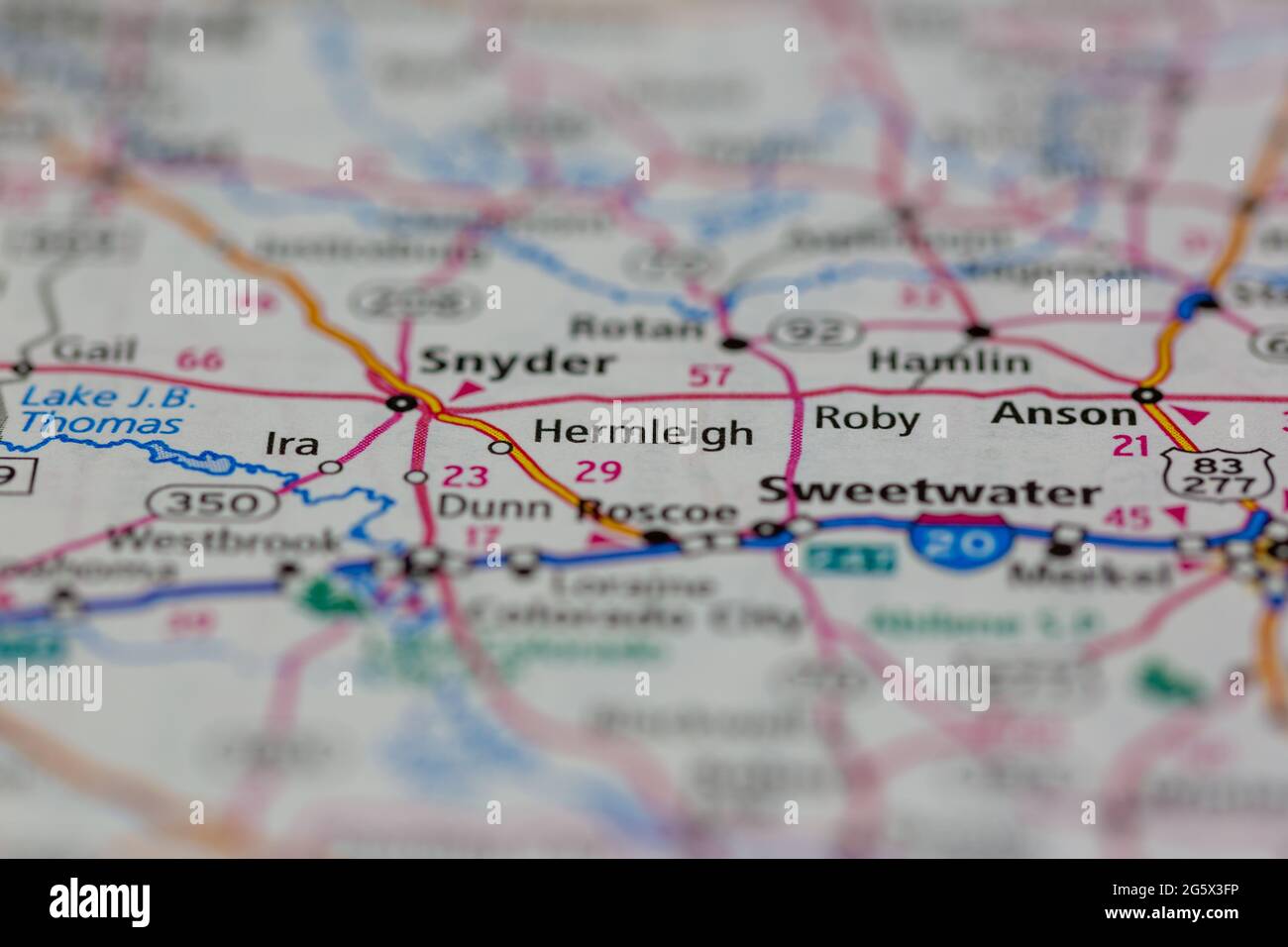 Hermleigh Texas USA shown on a Geography map or Road map Stock Photo