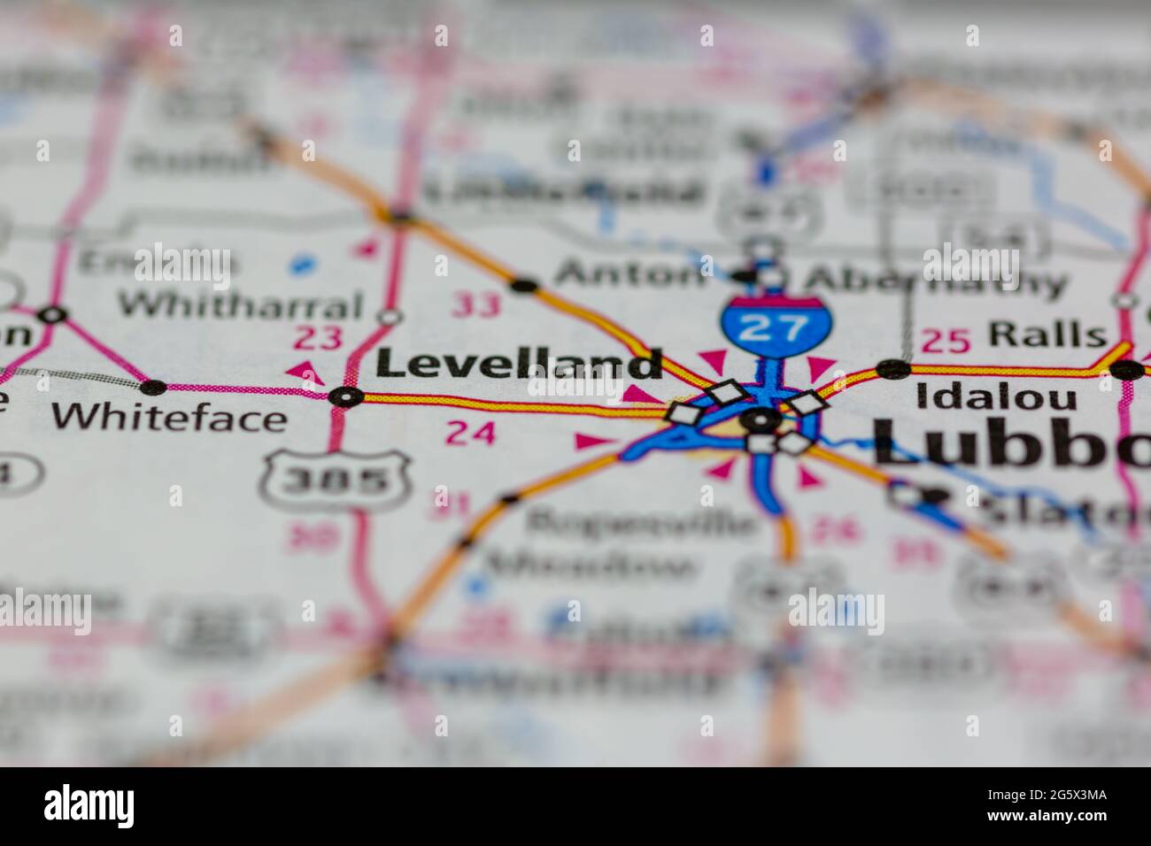 Levelland Texas USA shown on a Geography map or Road map Stock Photo