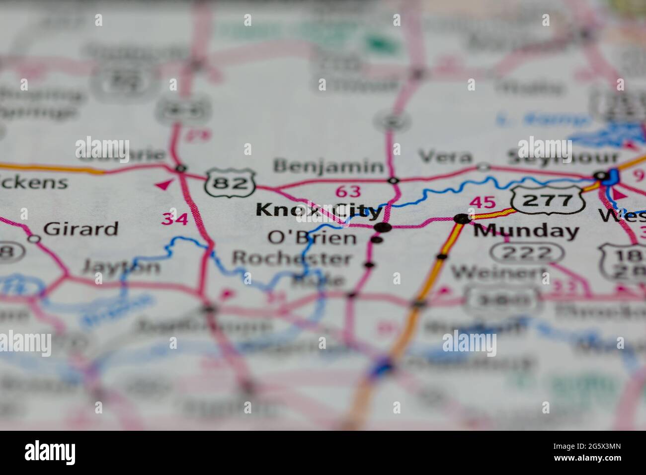 Knox City Texas USA shown on a Geography map or Road map Stock Photo