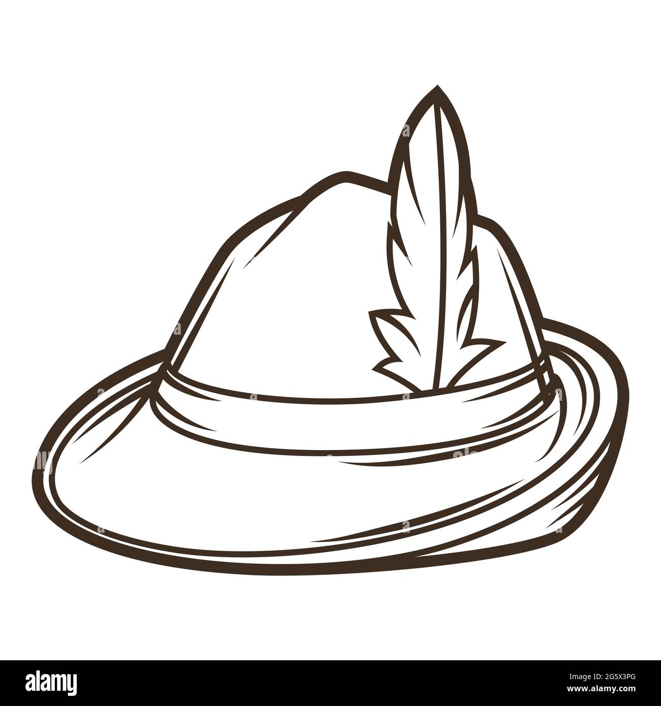 Illustration of hunting hat with feather. Object in engraving hand drawn  style. Old element for beer festival or Oktoberfest Stock Vector Image &  Art - Alamy