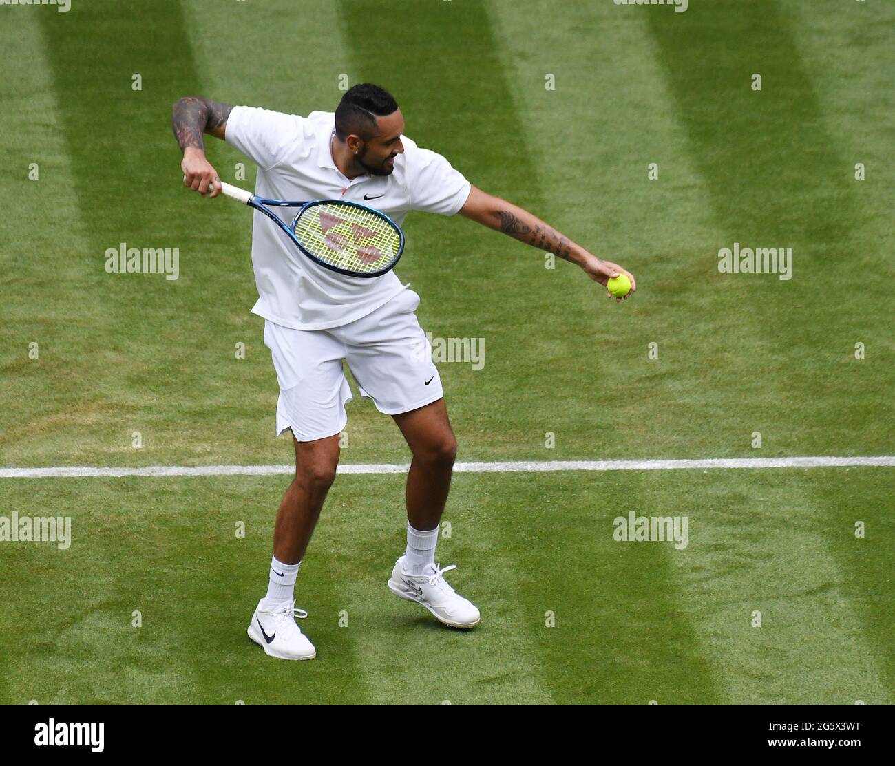 Paris, France. 30th June, 2021. London Wimbledon Championships 30/06/2021 NICK KYRGIOS (AUS) celebrates as he beats UGO HUMBERT (FRA) Credit: Roger Parker/Alamy Live News Stock Photo
