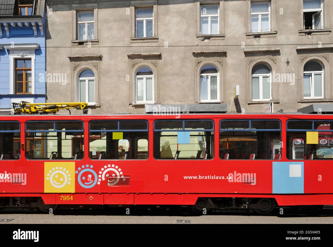 Tram along Obchodna street, Bratislava, Slovakia, Stock Photo