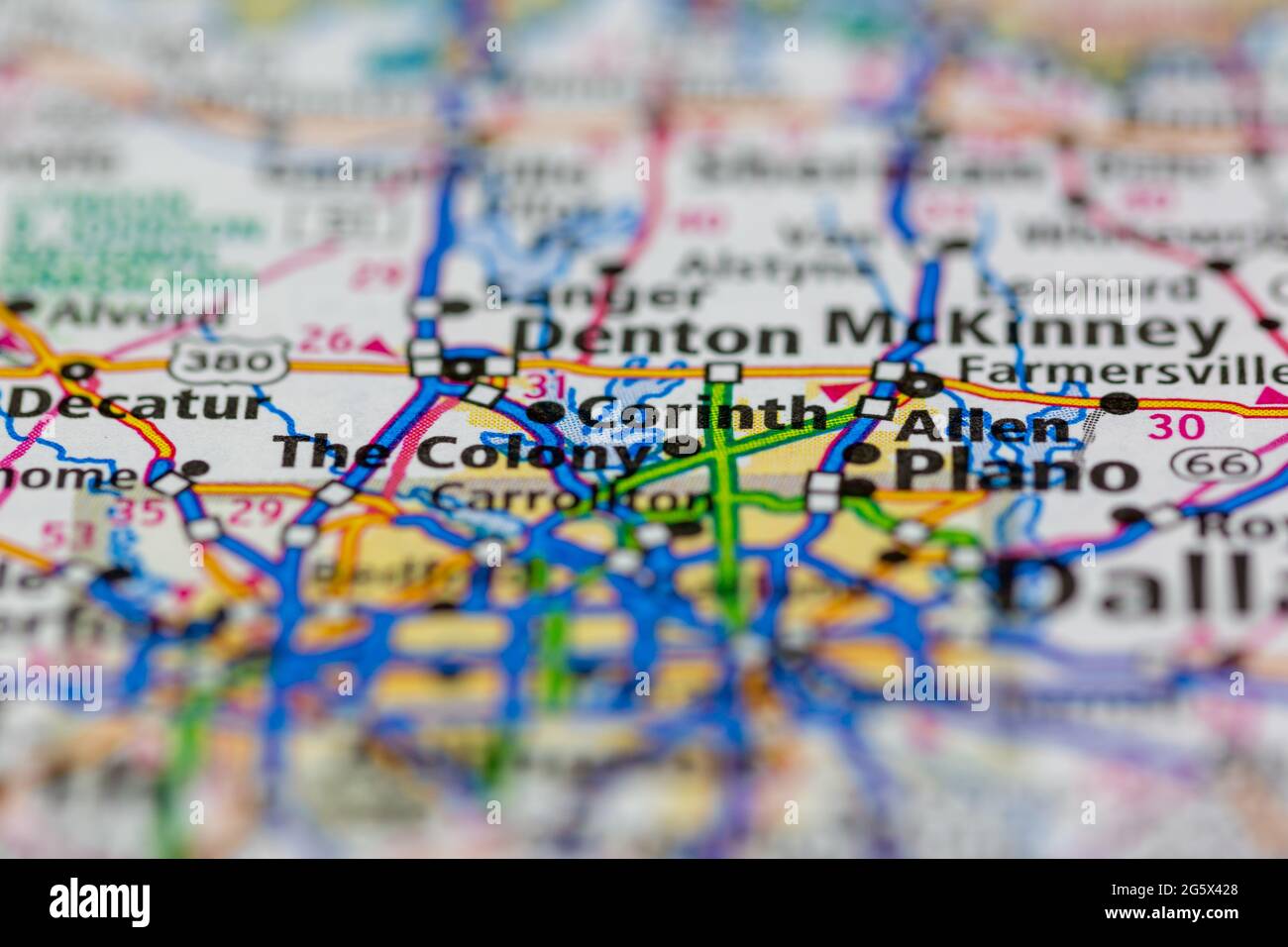 Corinth Texas USA shown on a Geography map or Road map Stock Photo Alamy