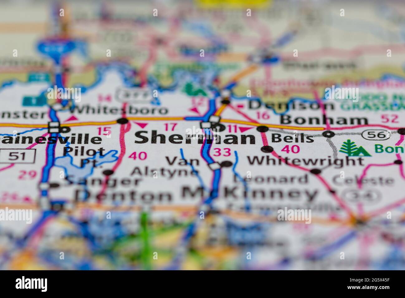 Sherman Texas USA shown on a Geography map or Road map Stock Photo - Alamy