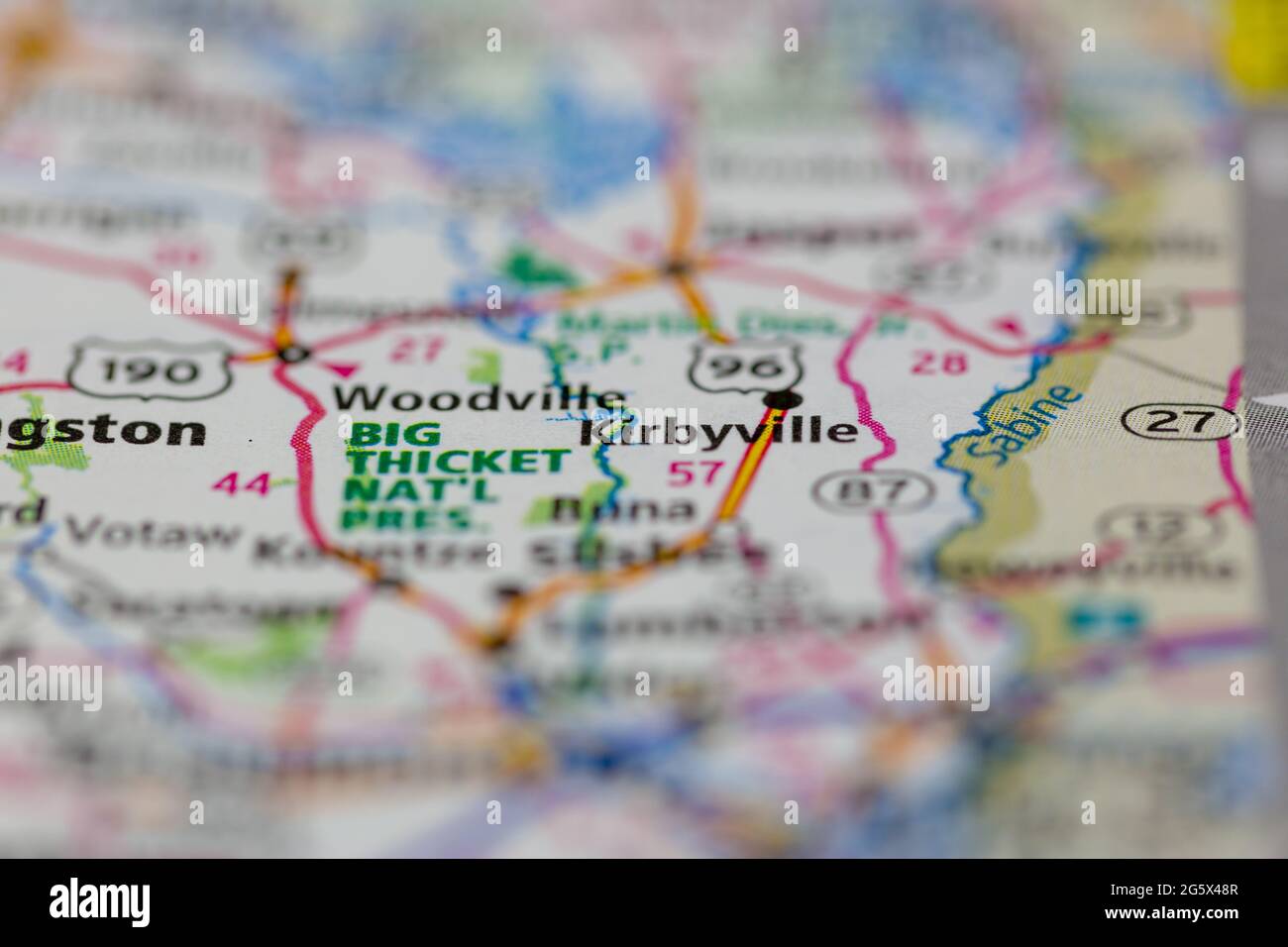 Kirbyville Texas USA shown on a Geography map or Road map Stock Photo Alamy