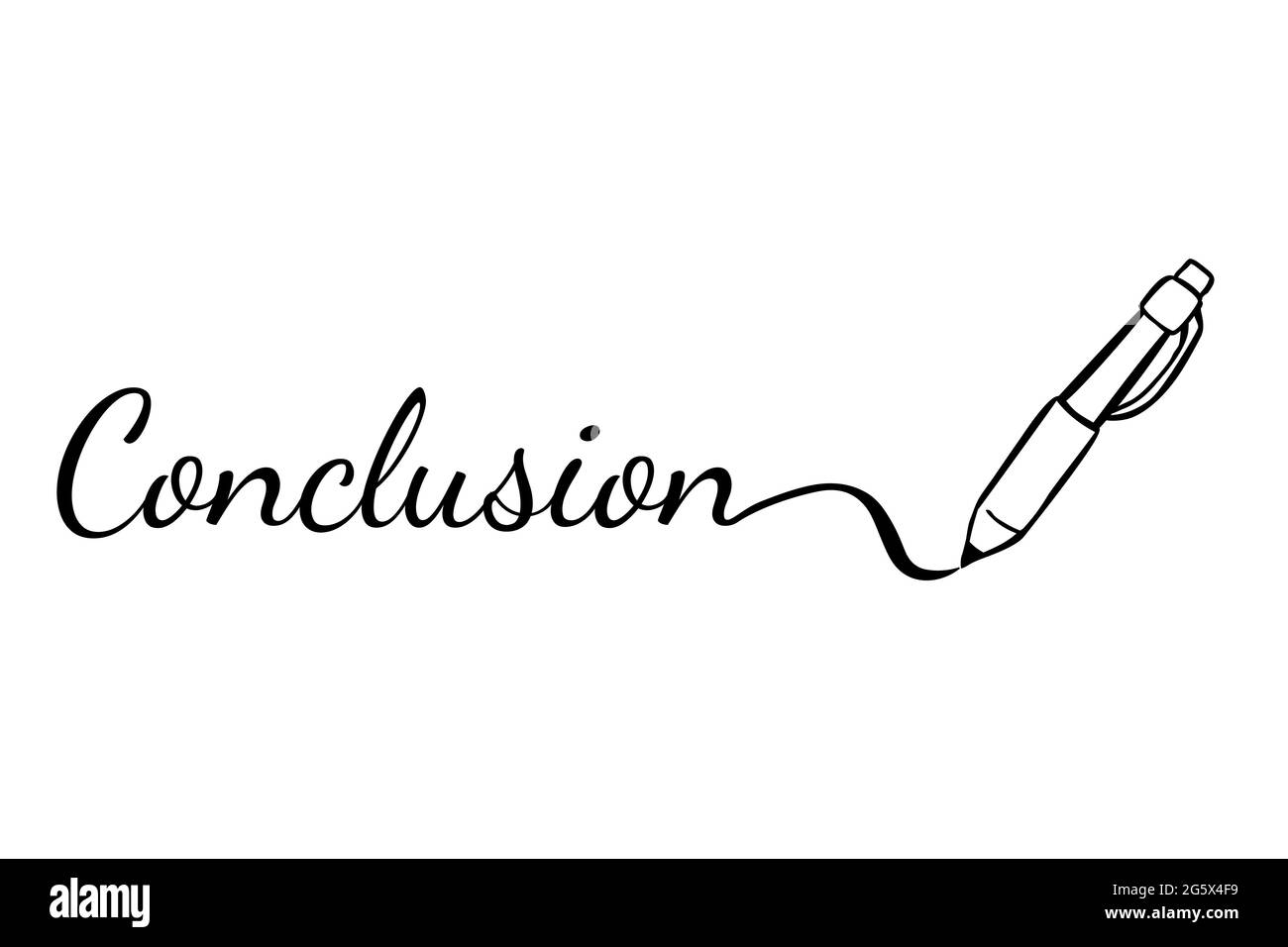 Vector Sketch ballpoint and text conclusion, for part of presentation material or other related Stock Vector
