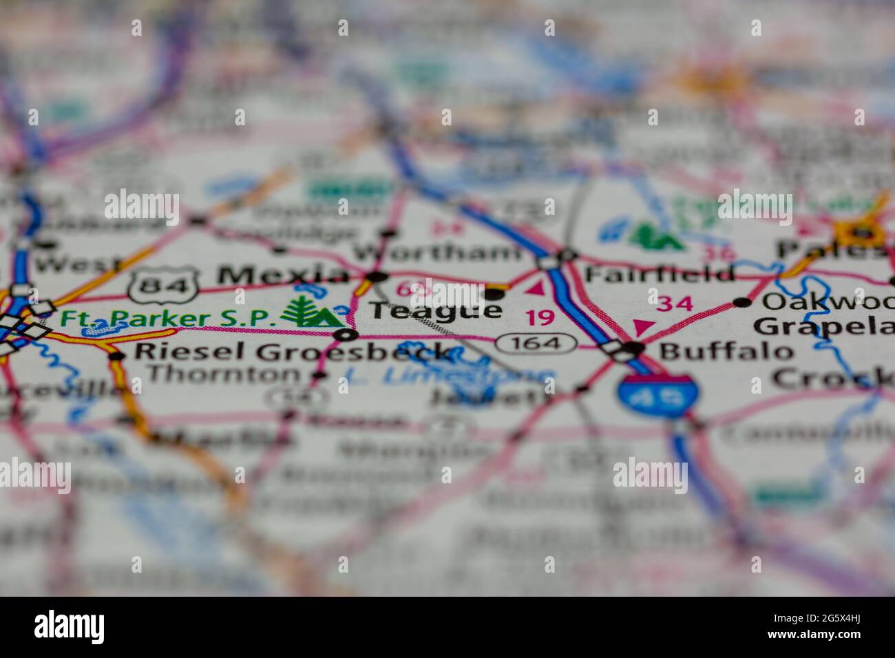 Teague Texas USA shown on a Geography map or Road map Stock Photo Alamy