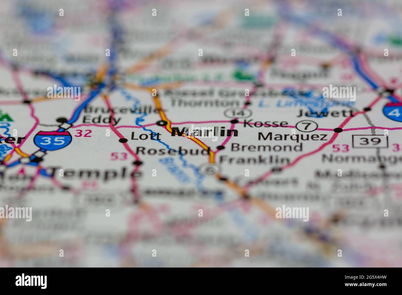 Marlin Texas USA shown on a Geography map or Road map Stock Photo Alamy