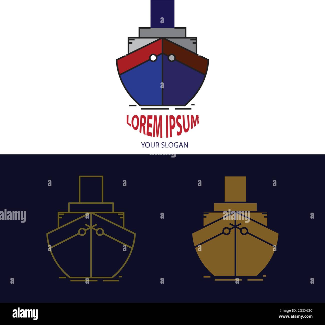 simple ship logo design. colorful ship logo. latest ship logo illustration Stock Vector