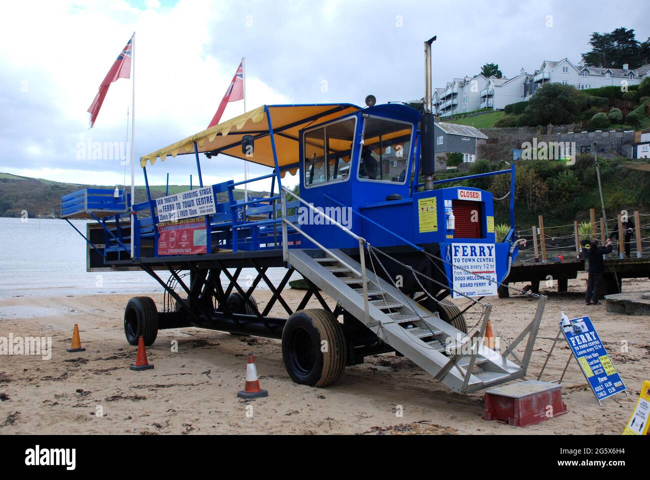 South Sands sea tractor Salcombe Stock Photo