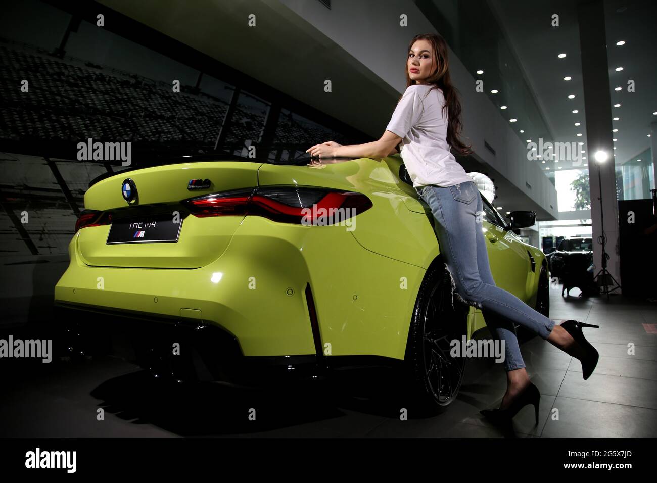June 30 21 Jakarta Jakarta Indonesia Models Pose Between The All New Bmw M3 And M4 Competition Cars After A Virtual Launch In Jakarta June 30 21 Bmw Indonesia Launched The Two June 30 21 Jakarta Jakarta Indonesia Models Pose Between The All New Bmw M3 And M4 Competition Cars After A Virtual Launch In Jakarta June 30 21 Bmw Indonesia Launched The Two