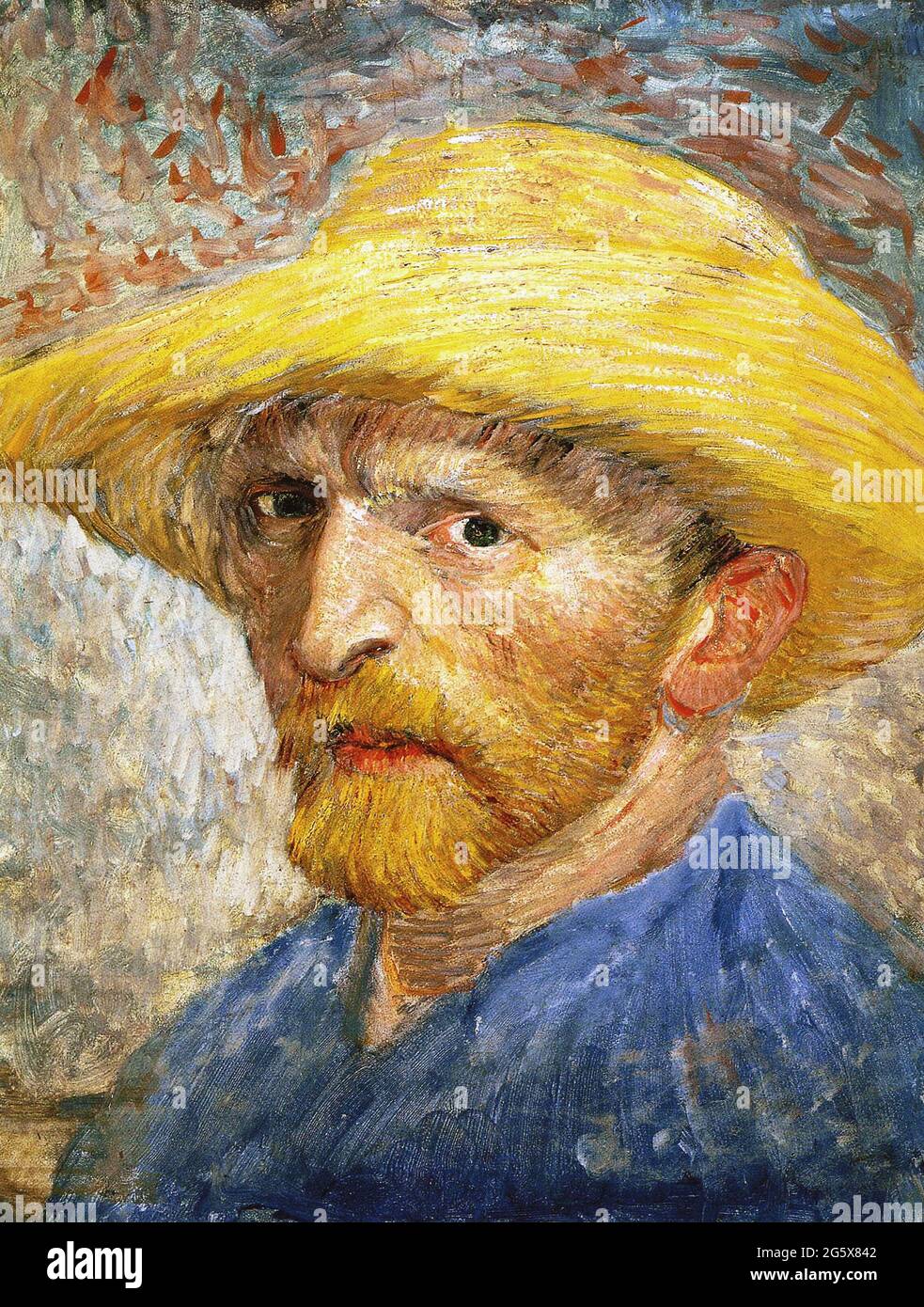 Self Portrait With Straw Hat by Vincent Van Gogh, 1887. Detroit Institute of Arts, USA Stock Photo