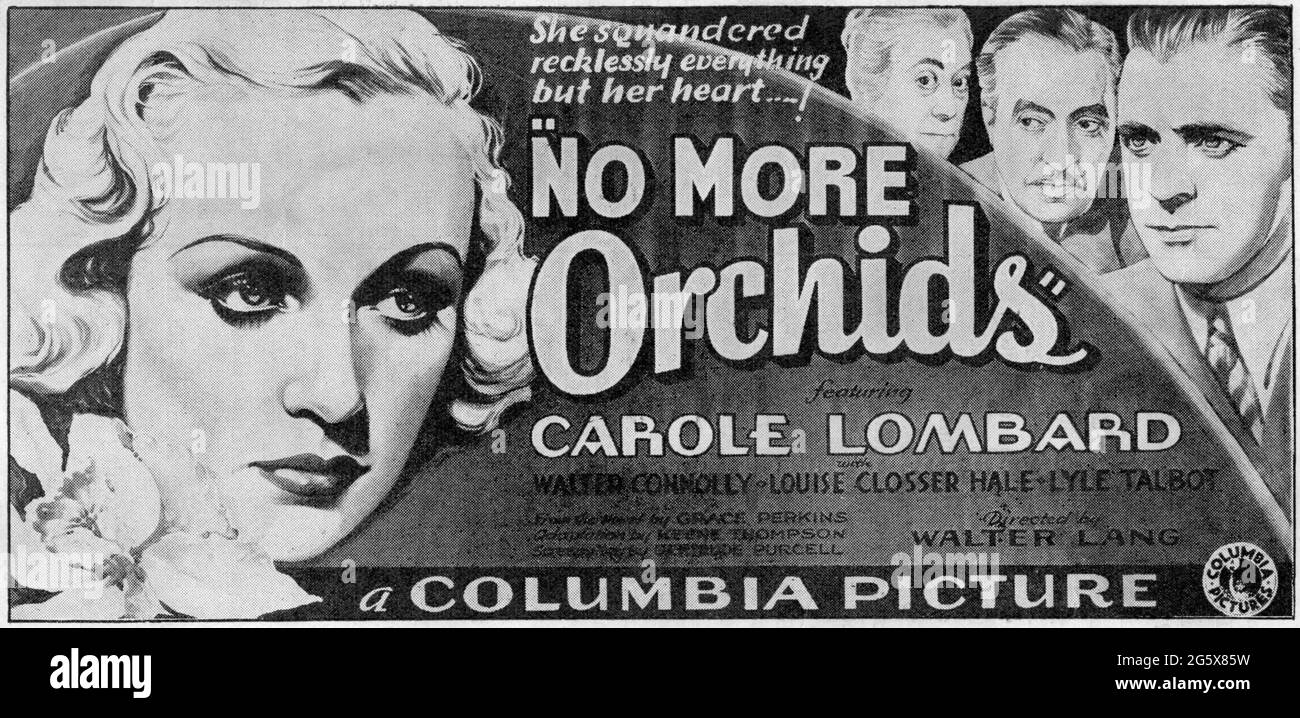 CAROLE LOMBARD LOUISE CLOSSER HALE WALTER CONNOLLY and LYLE TALBOT in NO MORE ORCHIDS 1932 director WALTER LANG story Grace Perkins adaptation Keene Thompson screenplay Gertrude Purcell cinematography Joseph H. August costume design Robert Kalloch Columbia Pictures Stock Photo