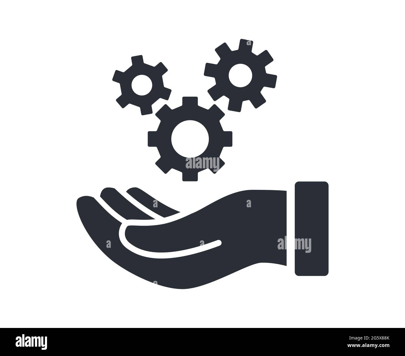Hand with three gears symbol for repair maintenance service vector icon Stock Vector