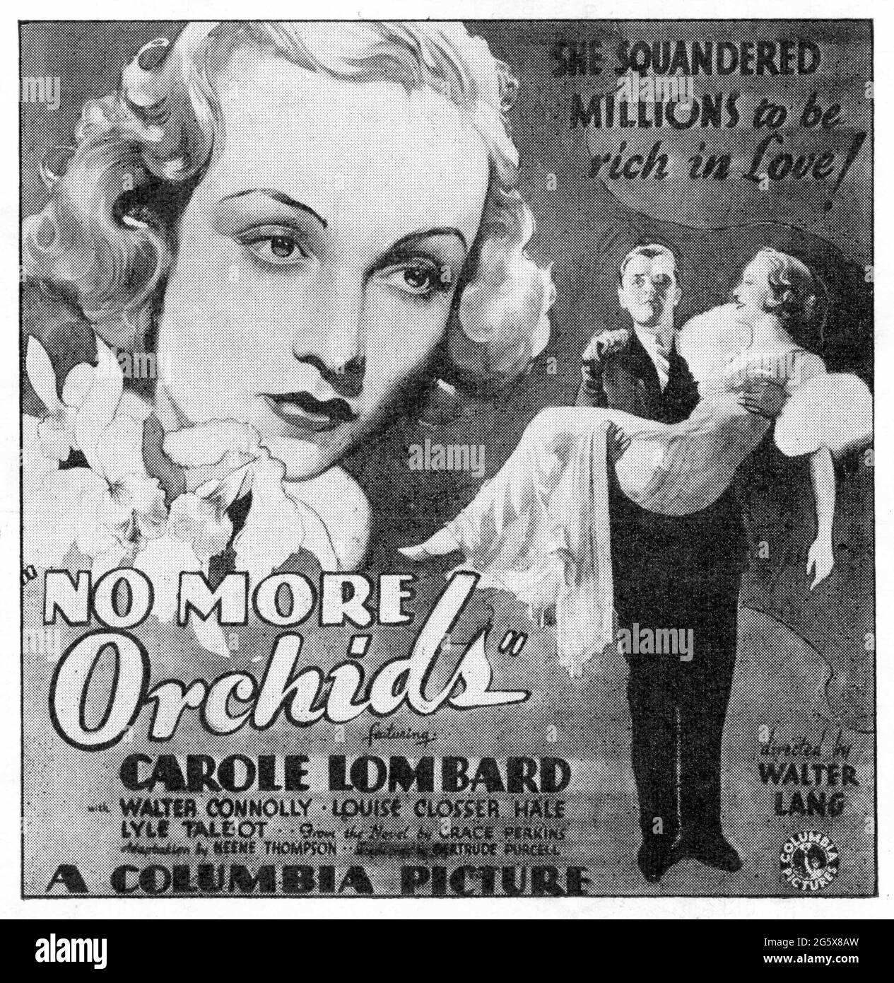 CAROLE LOMBARD and LYLE TALBOT in NO MORE ORCHIDS 1932 director WALTER LANG story Grace Perkins adaptation Keene Thompson screenplay Gertrude Purcell cinematography Joseph H. August costume design Robert Kalloch Columbia Pictures Stock Photo