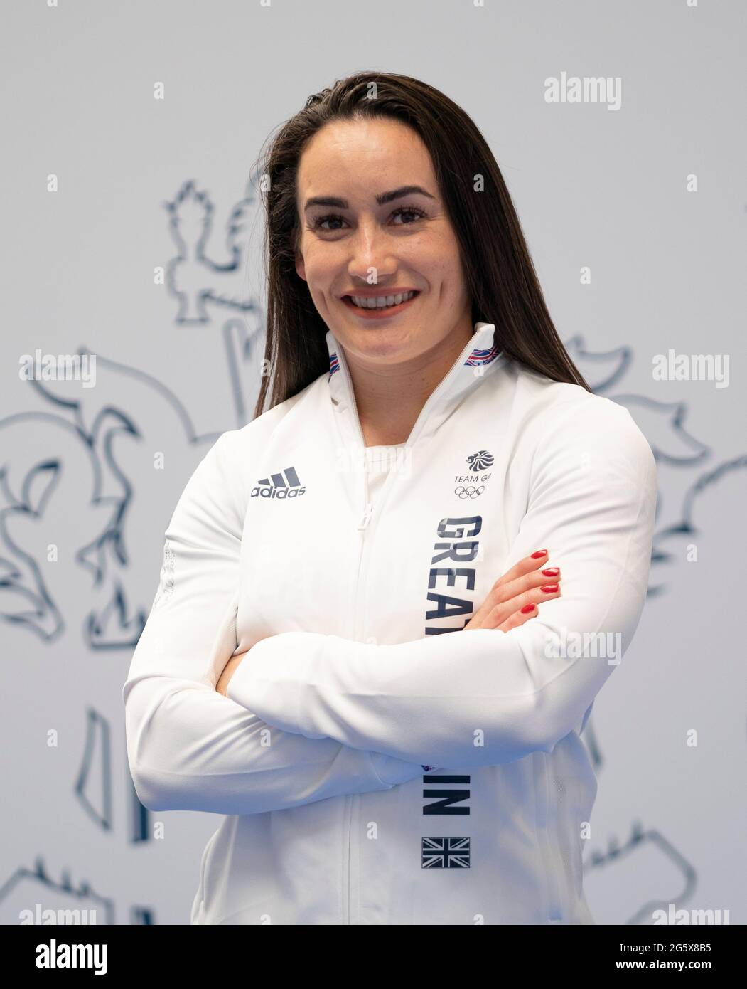 Sarah Davies during a kitting out session for the Tokyo Olympics 2020 at the Birmingham NEC, UK. Picture date: Wednesday June 30, 2021. Stock Photo