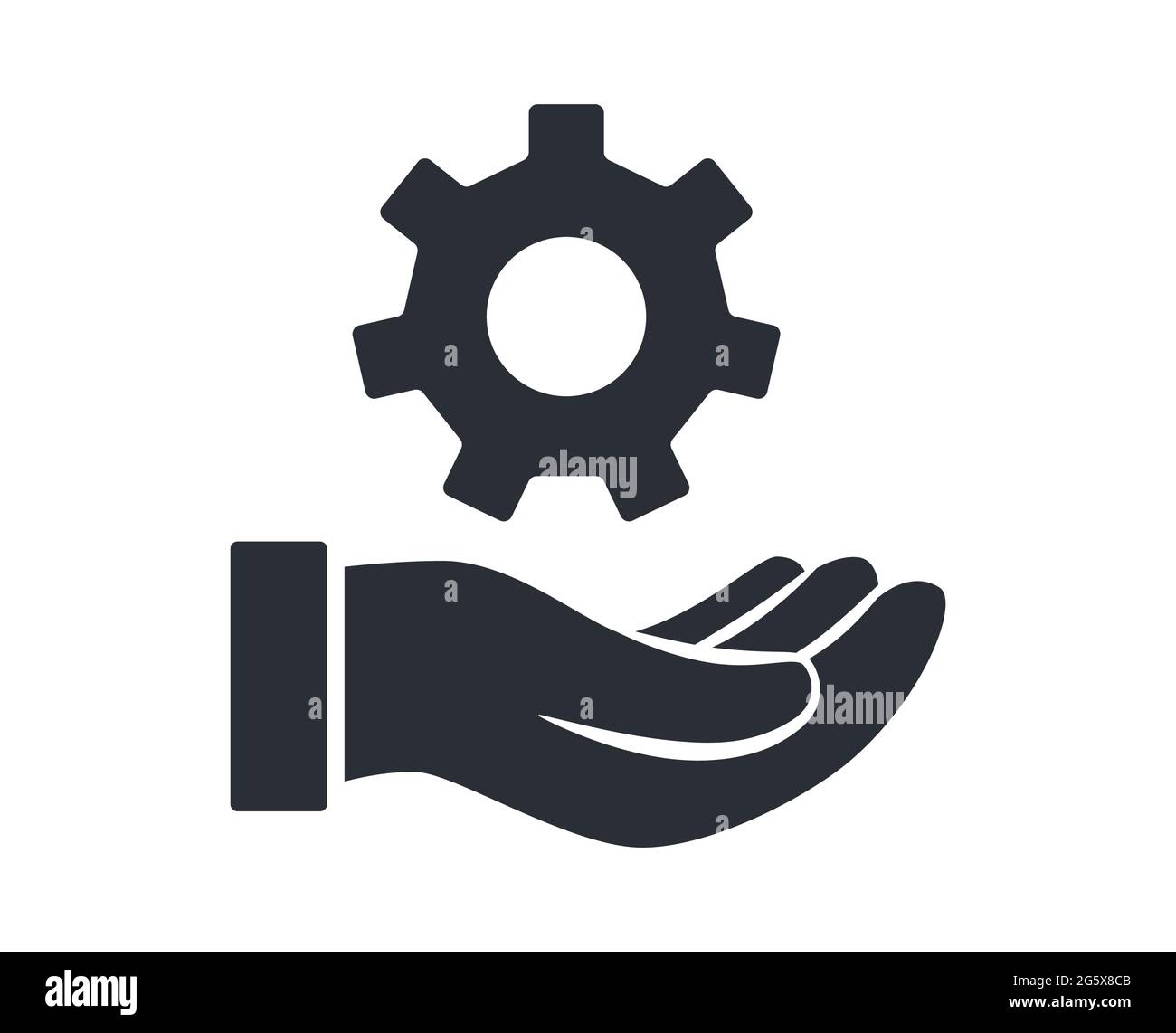 Open hand with three gears symbol for repair maintenance service vector icon Stock Vector