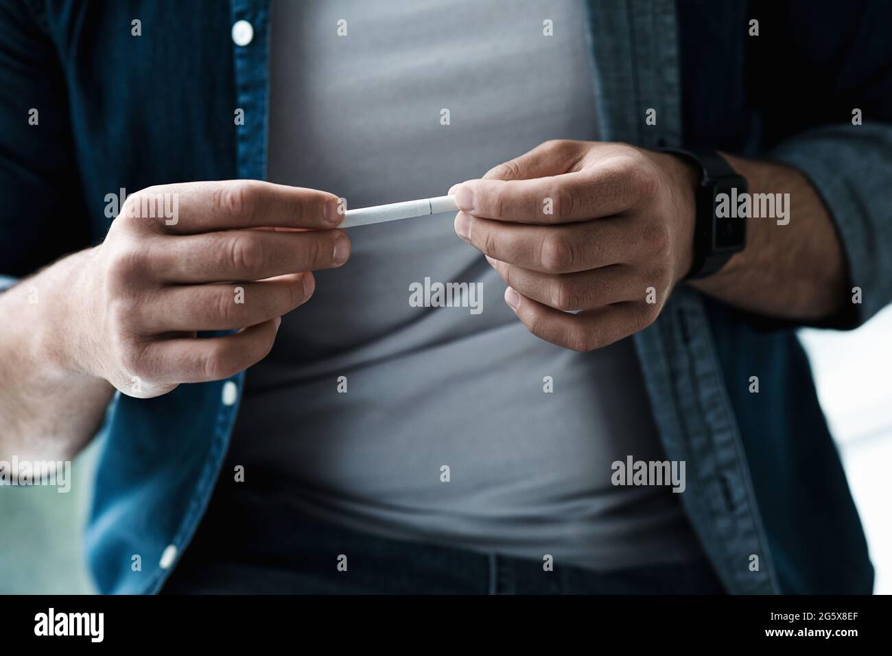 Quit smoking, health and mental problems, troubles, bad feeling. Stress on work and crisis Stock Photo