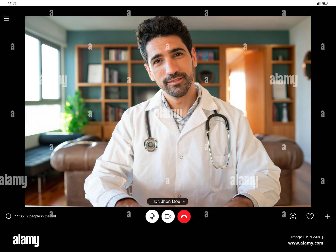 Doctor on a video call with a patient Stock Photo Alamy