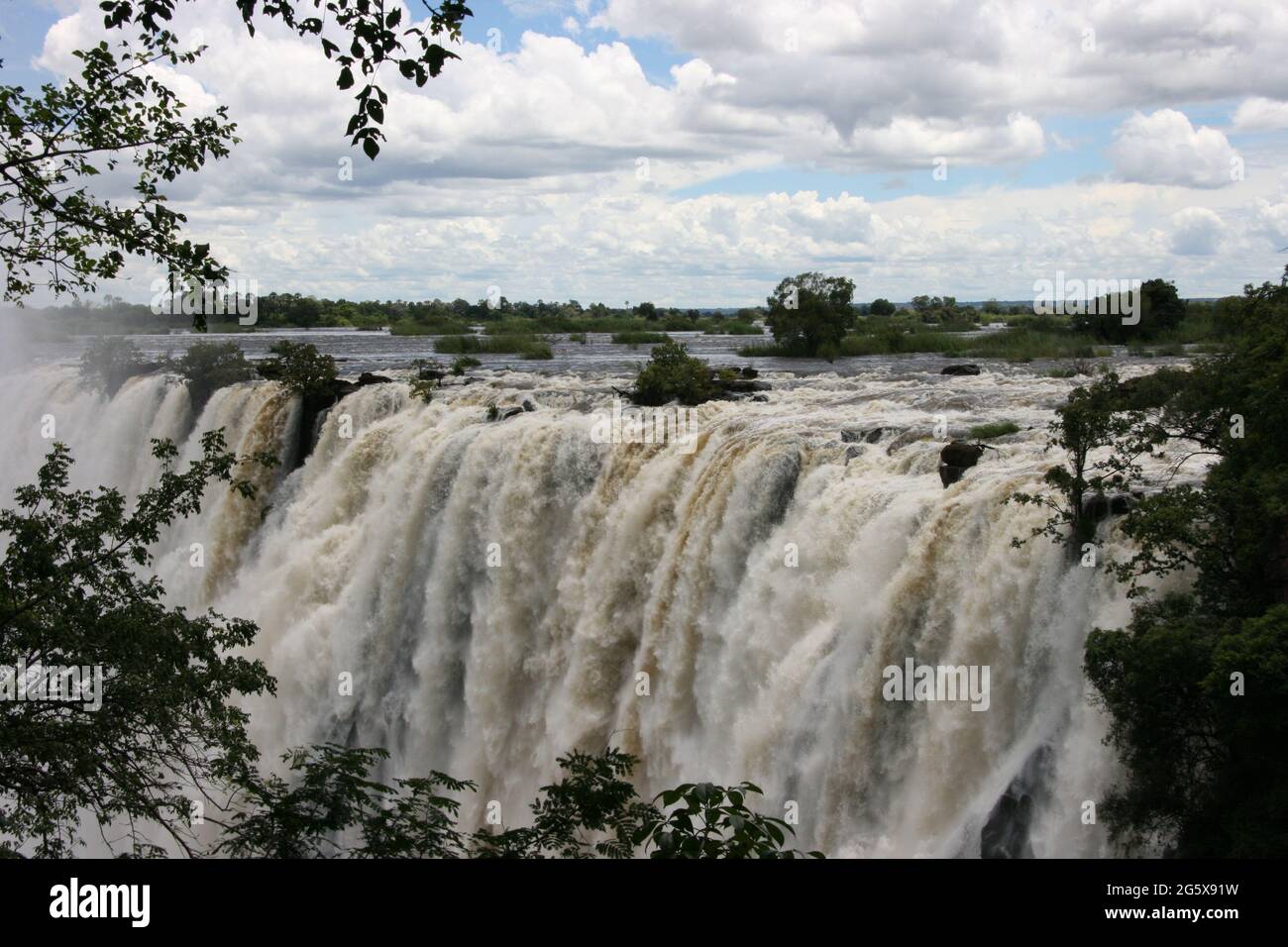 Victoria Falls Waterfall from Zambian side. Stock Photo