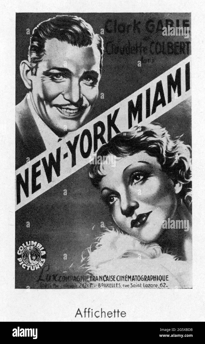 French Poster for CLARK GABLE and CLAUDETTE COLBERT in IT HAPPENED ONE ...