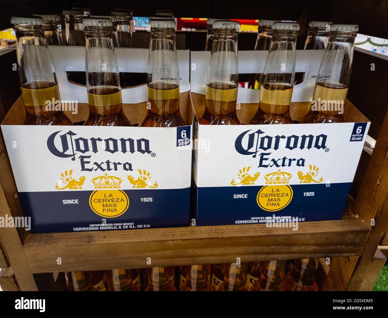 Bottles of Corona Extra Beer one of the topselling beers worldwide