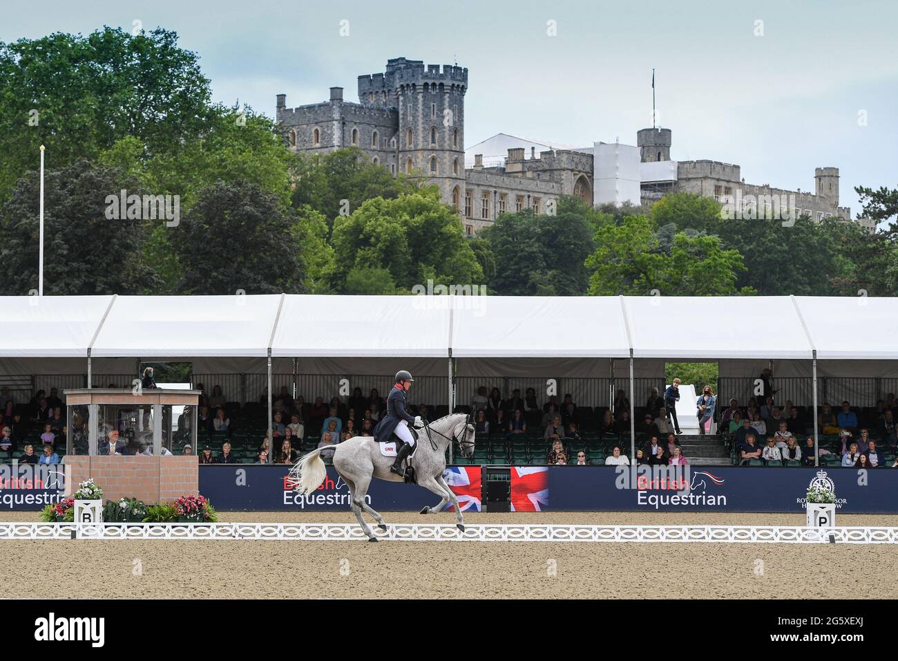 Windsor Castle, Windsor, Berkshire. 30th June, 2021. Oliver Townsend riding Ballaghmor Class in the Eventing Olympic practise during the Royal Windsor Horse Show, held in the grounds of Windsor Castle Credit:Peter Nixon/Alamy Live News Stock Photo